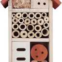 Lulu Home Wooden Insect House, Hanging Insect Hotel for Bee, Butterfly, Ladybirds, Beneficial Insect Habitat, Bug Hotel Garden, 10.4 X 3.4 X 5.4 Inch (Brown)