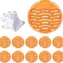 Urinal Screen Deodorizer, Urinal Cakes with Free GlovesAnti-Splash Toilet Deodorizer Urinal Screens Cakes (Orange, 10 PCS) (1 Ounce (Pack of 1))