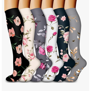 Laite Hebe Compression Socks for Women & Men Circulation(6 pairs)-Graduated Supports Socks for Running, Athletic Sports, S-M
