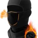 Balaclava Face Ski Mask with Movable Deisgn for Men Women-Fleece Winter Face Covering for Cold Weather Skiing Outdoor Work (Black)