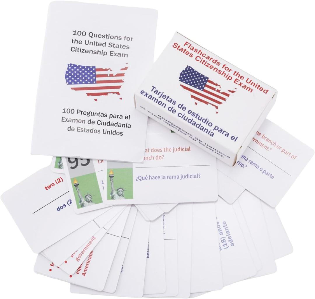3 x US Citizenship Test Flashcards Set 2025, Civics Test Flash Cards American Government Assessment Preparation with 100 Civics Questions & Answers for Naturalization Exam