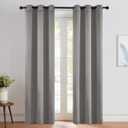 NICETOWN Room Darkening Cafe Satin Curtains for Small Windows, 42" Wide by 84" Long, 2 Panels, Chrome Gray, Grommet Privacy Blackout Drapes for Play Room