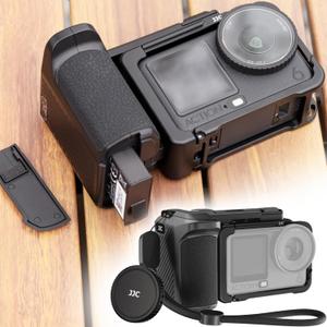 JJC Osmo Action 6 Handle Grip Kit for DJI Osmo Action 6 Accessories, with Extra Battery Slot, Street Photography Magnetic Grip & Metal Cage with Shutter Button, Cold Shoe, Lens Cap, Lanyard