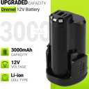 3.0Ah 12V Battery and Charger Fit for Dremel B812-01 B812-02 B812-03,Compatible with Dremel 8200 8220 8300 Cordless Tools(Battery and Charger Included)