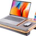 Home Office Lap Desk with Wrist Rest Wrist Rest, Mouse Pad, and Phone Holder Large Laptop Bed Desk for Notebook, Laptop, Tablet, Lap Stand Fits Up to 17 Inch Laptops (Woodgrain)