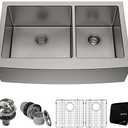 KRAUS Standart Pro 33-Inch Apron Front Farmhouse 16-Gauge 60/40 Double Bowl Stainless Steel Kitchen Sink, KHF203-33