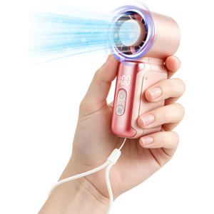 PLOJOP Portable Handheld Fan, 22000 RPM Small Personal Fan with 4 Adjustable Speeds & LED Display, Lightweight Mini Fan with Detachable Lanyard for Travel, Office, Outdoor Activities