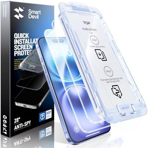 SMARTDEVIL 2 Pack Screen Protector for iPhone 16 (6.1 Inch) Tempered Glass, HD Clear Film, Easy Installation, Dust-Free & Bubble-Free