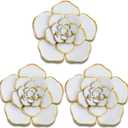 Chuangdi 3 Pieces Large Wall Metal Flowers Multiple Layer Home Decoration for Indoor Outdoor Home Garden Office Living Room Garden Porch Patio (White,8 Inch)