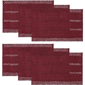 Artoid Mode Red Farmhouse Woven Rustic Hollow Placemats Set of 6,12x18 Inch Seasonal Holiday Table Mats Party Kitchen Dining Decoration