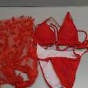 Blooming Jelly Womens 3 Piece Swimsuits Triangle Halter Thong Bikini Set Butterfly Bathing Suits Sarongs, Small, Red