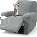 2026 Stretch Recliner Cover 3-Piece (24"-37") Super Soft Recliner Chair Covers with Big Pocket & Anti Slip Ties Stay in Place, Lazy Boy Reclining Slipcover Easy to Put on off Washable, Light Grey
