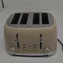 4 Slice Toaster Roter Mond Retro Stainless Steel with Bagel Defrost Cancel Function, 6 Browning Settings, Extre Wide Slot and Removable Crumb Tray, Cream, ST033