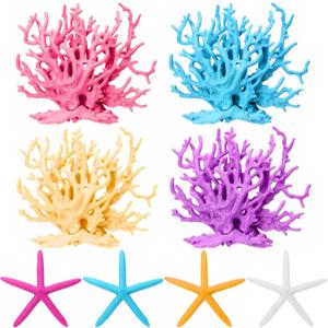 Simgoing 8 Pcs Mermaid Party Decorations Artificial Aquarium Coral Reef Decor Starfish Decor Under the Sea Centerpiece Realistic Ocean Party Plastic Fish Tank Decoration, 4.72 x 5.91 inches , 4.72 inches