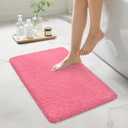 Bathroom Rugs Non Slip 24"x16", Absorbent Bath Mats Quick Dry, Shaggy Microfiber Bath Rugs, Extra Soft Plush, Machine Washable Bath Mats for Bathroom Floor, Tub and Shower, Pink