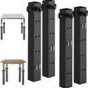 4 Pack Table Leg Extenders,Adjustable Metal Square Folding Table Leg Risers,Folding Extensions for Square Straight Legs, (4 Levels Adjustable Height 3.4"/6.6"/9.8"/13")