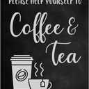 Please Help Yourself To Coffee & Tea Sign/Notice - Freestanding sign for Guests, Customers, Clients Coffee Mornings, Meetings, Conferences where refreshments are served. A4 Size with Wood Stand.