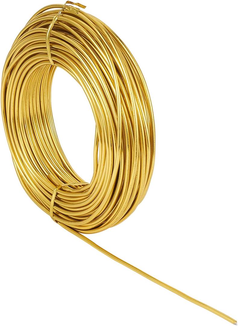 Craftdady 65 Feet Gold Aluminum Wire 7 Gauge Bendable Metal Craft Wire 3.5mm Flexible Sculpting Wire for Doll Skeleton Gem Wrapping Jewelry Making