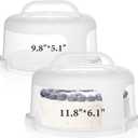 Baderke 2 Pcs Cake Carrier with Lid 10''/ 8'' Cake Holder Plastic Stand with Lid Handle Round Container Portable Carrier with Cover Boxes for Cupcake Pie Serving Transport (White)