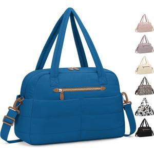 Pritent Travel Duffle Bag,Puffer Carry On Duffel Bag with Laptop Compartment Waterproof Overnight Weekender Bags for Women Large Hospital Tote Bags for Labor and Delivery (Large, Blue)