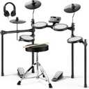 Donner Electric Drum Set, DED-70 Electronic Drum Kit for Beginner with 150 Sounds, 4 Quiet Mesh Pads, 9" Cymbals, USB MIDI, Type-C Charging, 2 Pedal, Throne, Headphones, Sticks, Melodics Lessons (Black)