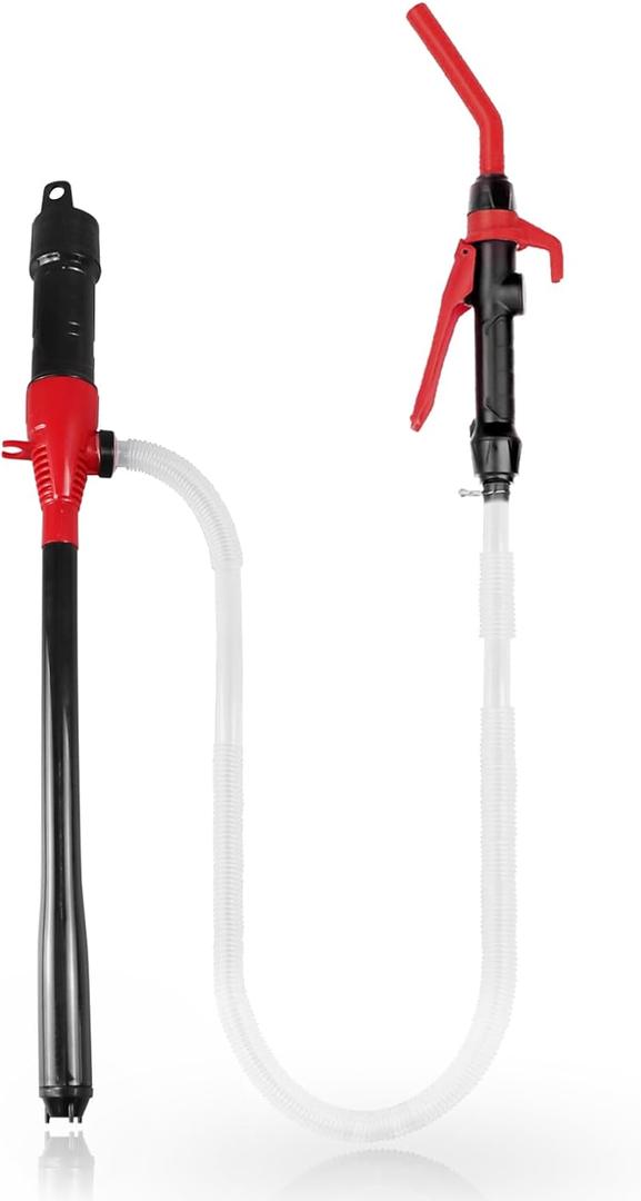 FUELIO Gas Transfer Pump Battery Powered - Fuel Transfer Pump with Nozzle - Battery Operated Gas Pump With 3 FT Long Hose 2.2 GPM Transfer Pump For Water Kerosene Gas Can