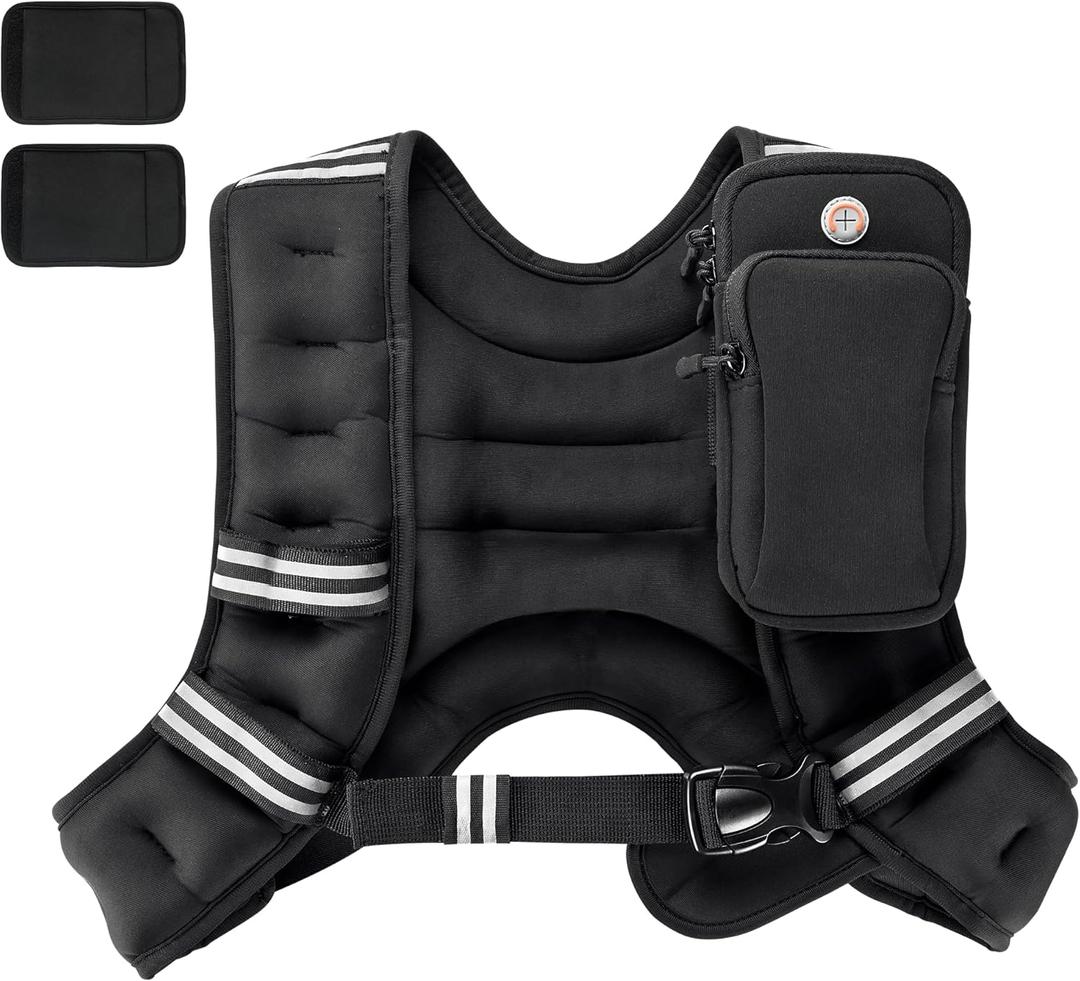 PACEARTH Weighted Vest,4lb Weight Vest with Reflective Stripe, Body Weight Vests Adjustable for Men, Women Workout, Strength Training, Running, Walking, Jogging (4 LBS, Black)