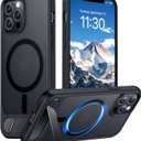 Temdan Magnetic Compatible with iPhone 12 Pro Max Case, [Built-in Invisible Kickstand][Compatible with MagSafe][Military Grade Shockproof] Slim Translucent Matte Phone Case for iPhone 12 Pro Max 6.7" (Black)