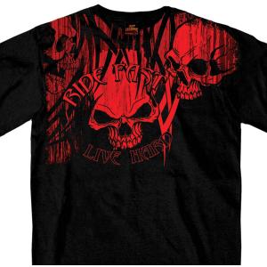 Hot Leathers Black Over The Top Skull Short Sleeve Tee (Medium)
