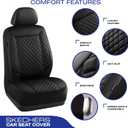Skechers Car Seat Covers,Piping Luxury Faux Seat Covers,Waterproof Anti Slip Car Seat Protector Front Seats,Car Accessories Airbag Universal Fit for 95% Cars,Vans,Trucks,SUV,Black