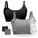 Momcozy Hands Free Pumping Bra, Supportive All Day Wear for Spectra, Medela, Bellababy Breast Pumps (Medium, Black,grey-2pk)