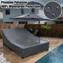 Double Lounge Chair Cover 100% Waterproof Outdoor Chaise Lounge Cover 600D Weather Resistant Material, UV Protection, Windproof Design Double Wide Patio Lounge Chairs Covers (Grey)