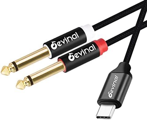 Devinal USB C to 1/4" inch Audio Cable, Type C to Dual 6.35mm TRS Stereo Aux Cord Y Splitter for Smartphone, Tablet, Laptop Link Amplifier, Mixing Console Mixer, Speaker, 10 Feet