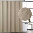 CAROMIO Waffle Fabric Shower Curtain, Hotel Quality Waffle Weave Fabric Shower Curtains for Bathroom with Metal Grommets, Taupe, 72x72 Inch (72"W x 72"L (Pack of 1), Plaza Taupe)