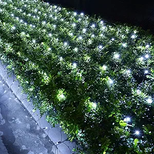 12ft x 5ft 360 LED Christmas Net Lights, 8 Modes Waterproof With Timer Low Voltage Connectable Mesh Lights for Trees, Bushes, Shurb, Garden, Outdoor Decoration(2 Pack, Green Wire, Warm White)