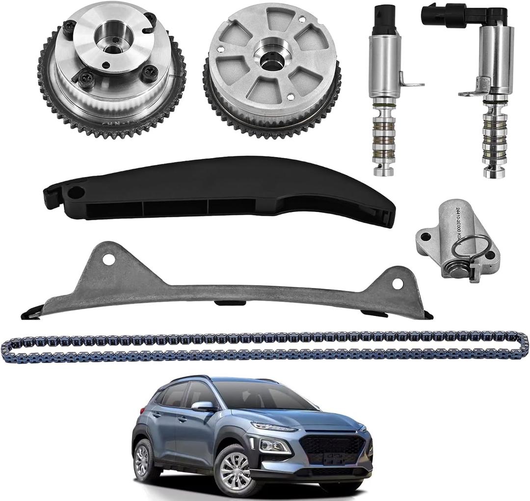 24350-2E700 24321-2E010 Timing Chain Kit w/VVT Sprockets &Control Valve Fits for Hyundai Elantra 17-20, Veloster 19-21, Kona 18-21; Fits for Kia Forte 17-22, Forte5 2017-2018 2.0L Only