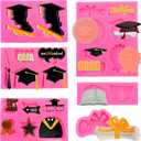 6 Pack Graduation Fondant Molds Silicone Graduation Mold Cap Diploma Book Mold Congrats Grad Congratulations Candy Chocolate Mould for Party Soap Resin Cake Cupcake Topper Decoration
