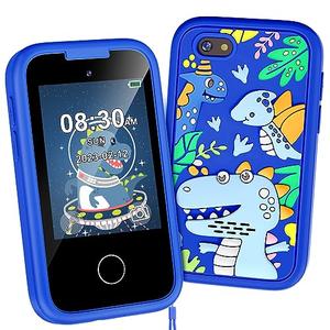Kids Phone for Boys, Christmas Birthday Gifts for Boy Girl Age 3-10 Kids Toys Cell Phone, 2.8" Touchscreen Toddler Learning Play Toy Phone with Dual Camera, Game, Music Player, 8GB Card Blue