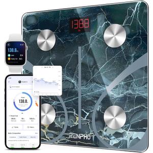 RENPHO Smart Scale for Body Weight, Digital Bathroom Scale BMI Weighing Bluetooth Body Fat Scale, Body Composition Monitor Health Analyzer with Smartphone App (Marble, 11"/280mm)