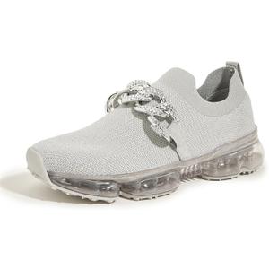 LUCKY STEP Women Air Cushion Fashion Sneakers Breathable Casual Comfortable Lightweight Walking Shoes (10, Grey Chain)