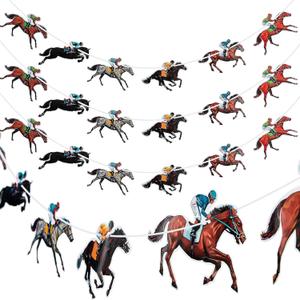 Derby Day Decorations Horse Racing Party Banners Party Supplies Horse Racing Garland Streamers Decorations, Pre-assembled (Classic Style)