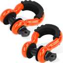 LIBERRWAY Shackles 3/4" (2 Pack) D Ring Shackle Rugged Off Road Shackles 28.5 Ton (57,000 lbs) Maximum Break Strength with 7/8'' Pin Heavy Duty D Ring for Vehicle Recovery, Orange