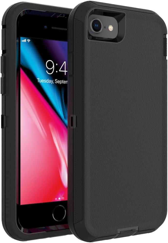 Case for iPhone 8/7, iPhone 6S/6 Case Heavy-Duty Tough Rugged Shockproof Drop Protective Cover Phone Cases, Black