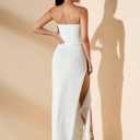 Narecte Womens Strapless Ruffle Bodycon Maxi Dress Side Slit Formal Evening Dress Elegant Bridesmaid Wedding Guest Dresses (White, M)