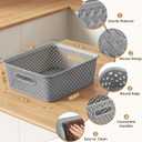 MaxGear Organization and Storage 3 Packs, Plastic Bins Organizer Bins, Woven Baskets for Storage, Plastic Baskets with Handles, Grey Basket for Organizing, Basket Organizer for Home and Office, Large