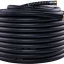 Guitrees Garden Hose 150FT x 3/4”, Heavy Duty Rubber Hose, Water Hose with Five Layered Braiding, Male Female Fittings, 1000PSI Burst, 300PSI Working (Black)its dusty