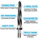 3/4 Bridge Construction Reamer Drill Bit, M2 HSS Taper Chucking Reamer for Steel Alloy Metal Wood Plastic, 1/2" Non-Slip Shank, 5-Spiral Flutes Car Reamer, to Align or Enlarge Holes, 19mm