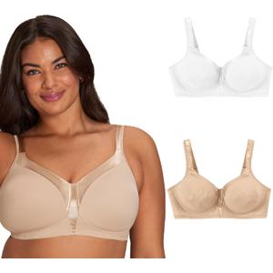 PLAYTEX Women's 18 Hour Silky Soft Wireless Bra, Smoothing Full-Coverage T-Shirt Bra, Single and 2-Pack 42D