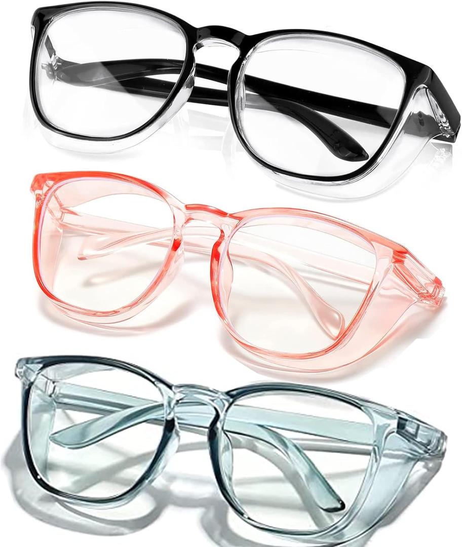Safety Glasses Goggles For Women Nurses Protective Eyewear,Anti Fog Safety Goggles (Black + Pink + Dark Green)