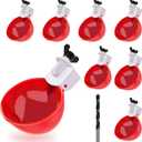 Professional Chicken Waterer Cups, 8 Packs Large Chicken Water Feeder, Tee Fittings Poultry Waterer Suitable for Duck, Chicks, Goose, Turkey, Bunny and Bird with Mounting Hole Opener